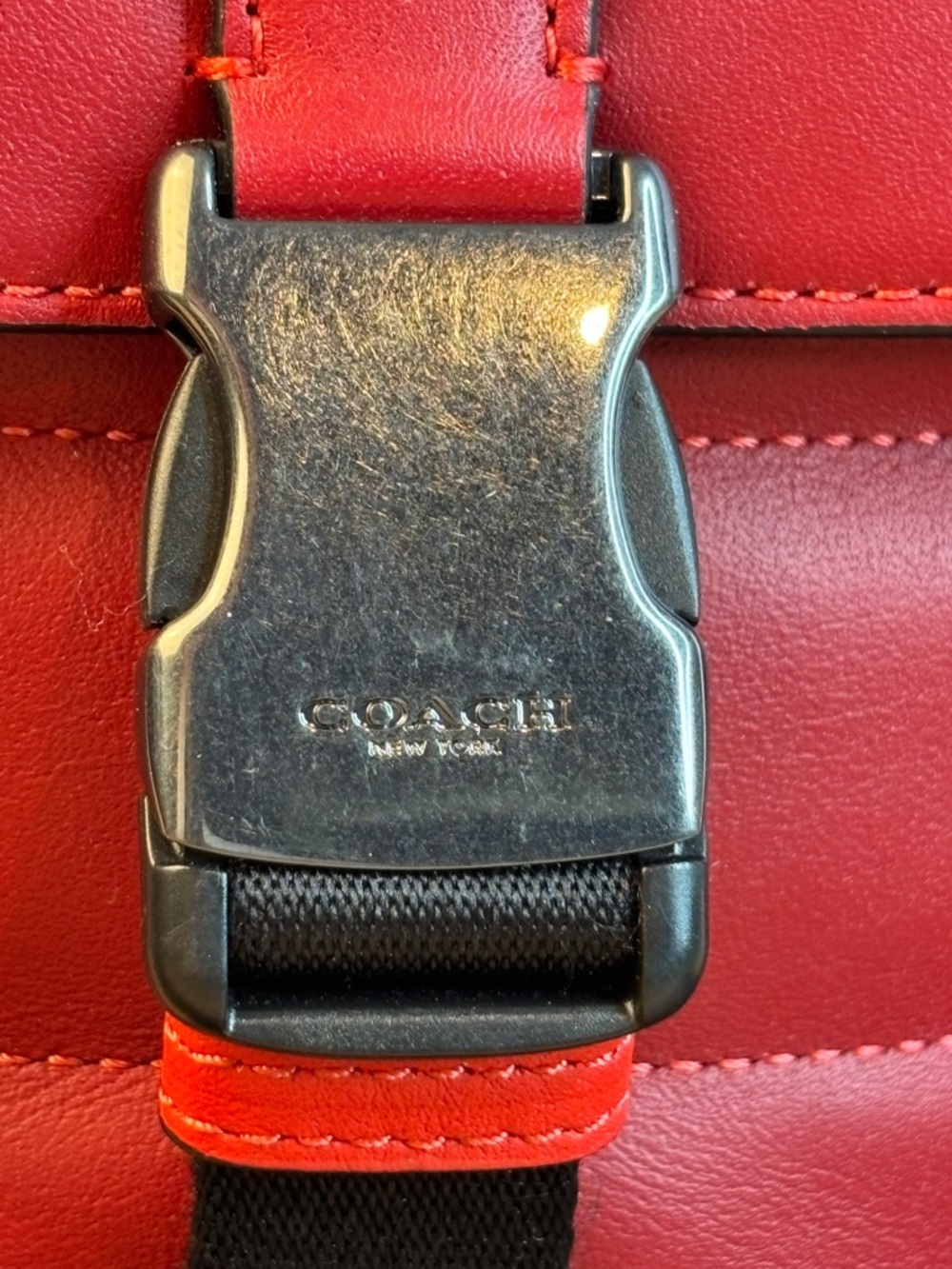 Coach Red/Black Track Small Flap Crossbody with Quilting Unisex Like New! - Picture 2 of 15